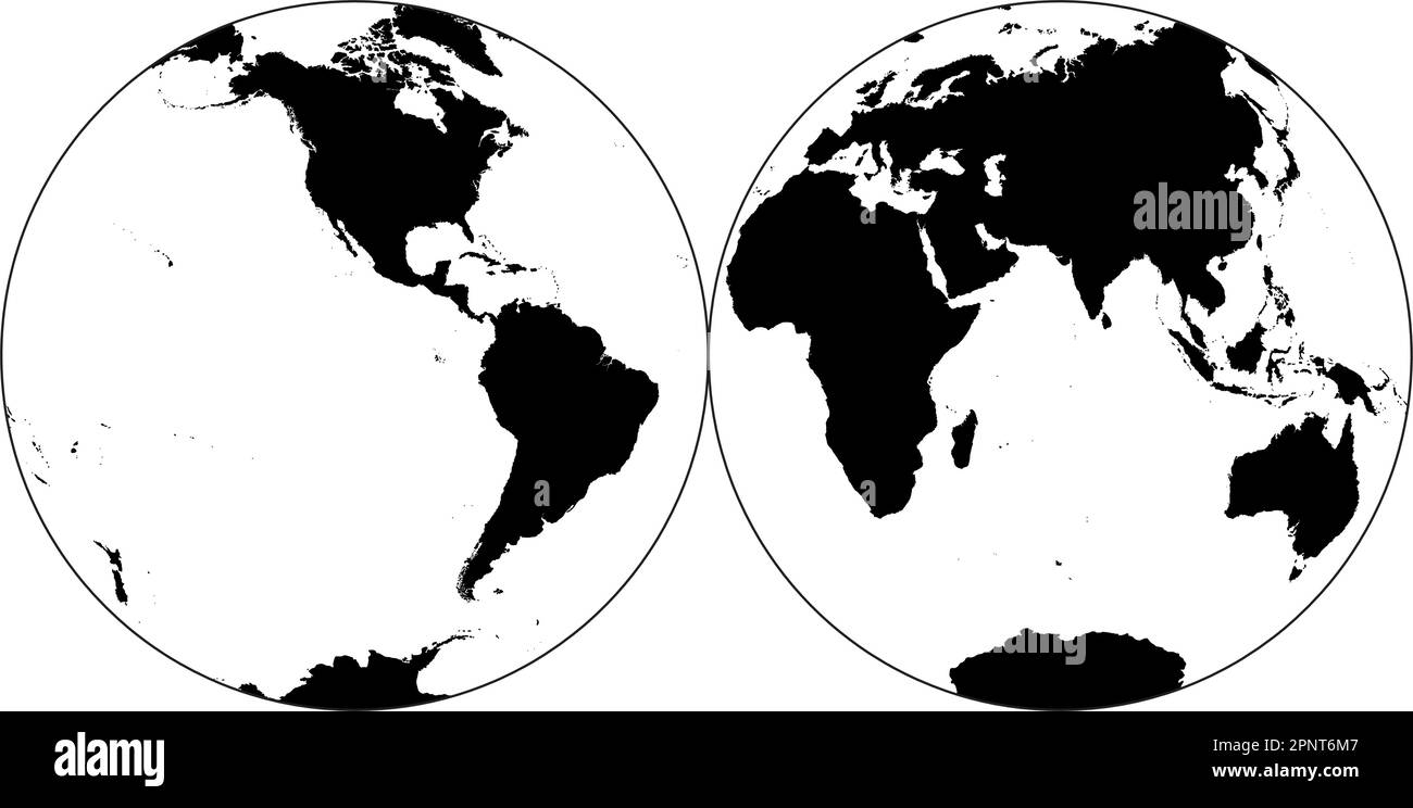 Silhouette très détaillée de la carte du monde en forme de globe terrestre. Projection globulaire de Nicolosi. Illustration de Vecteur