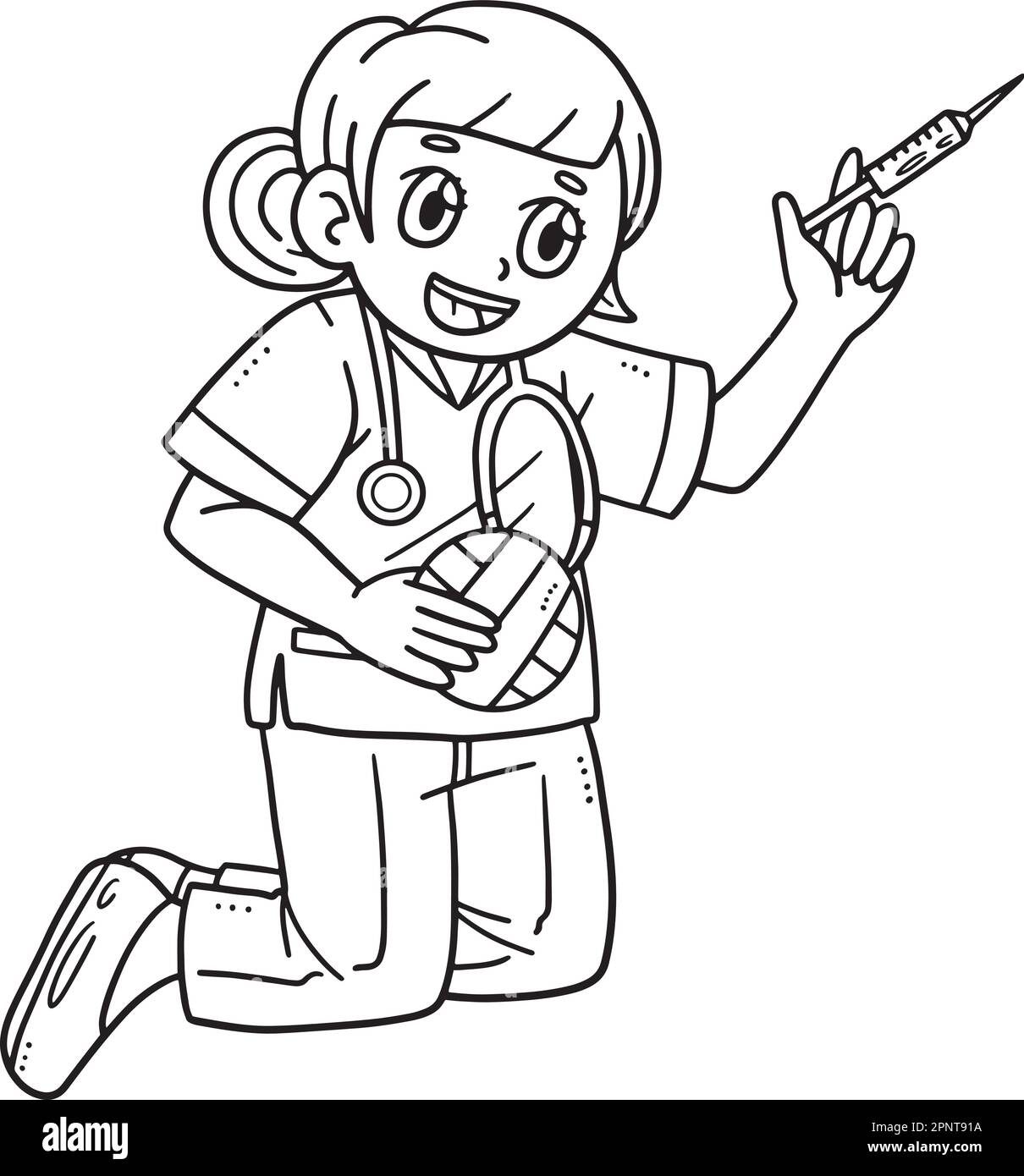 Page de coloriage isolée vétérinaire pour enfants Illustration de Vecteur