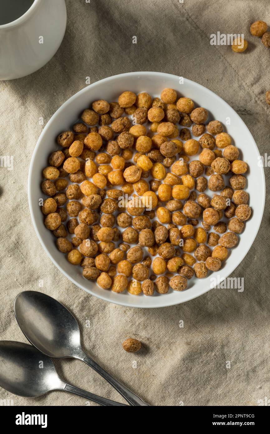 Chocolat doux beurre de cacahuète céréales de petit déjeuner avec lait Banque D'Images