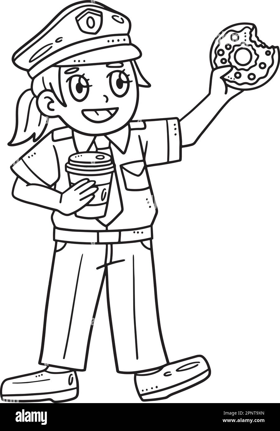 Police ayant Pause café couleur isolée page Illustration de Vecteur