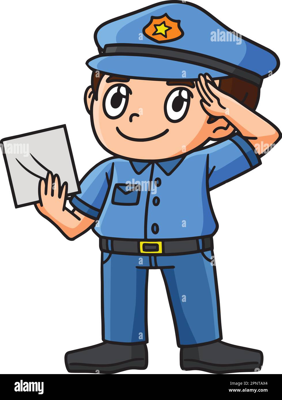 Saluting police Officer Cartoon couleur Clipart Illustration de Vecteur