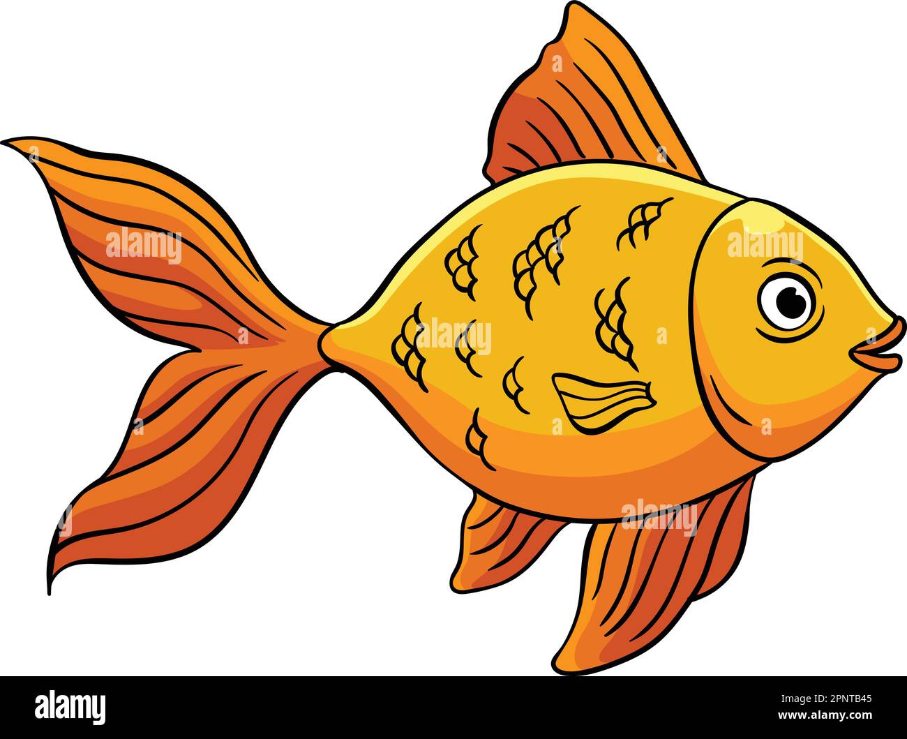 Dessin d'un dessin animé de couleur rouge de poisson doré Illustration de Vecteur