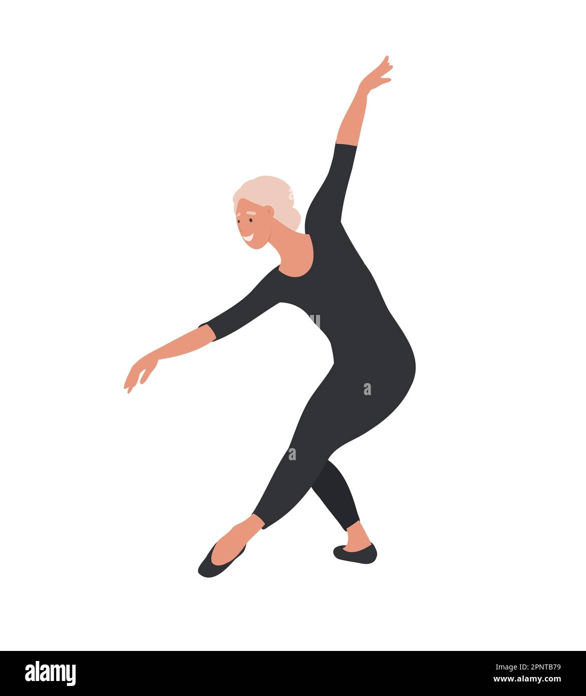 Ballet dansant de Ballerina senior isolé sur blanc Illustration de Vecteur