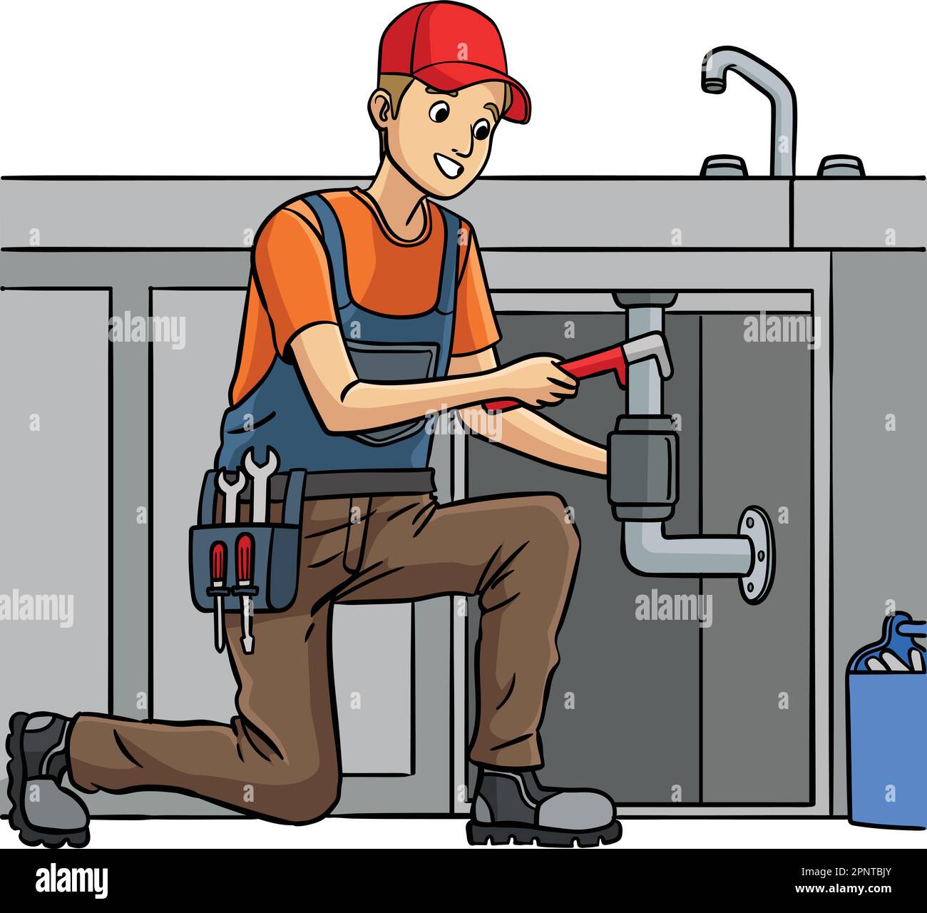 Illustration d'un dessin animé de couleur Plumber Cartoon Illustration de Vecteur