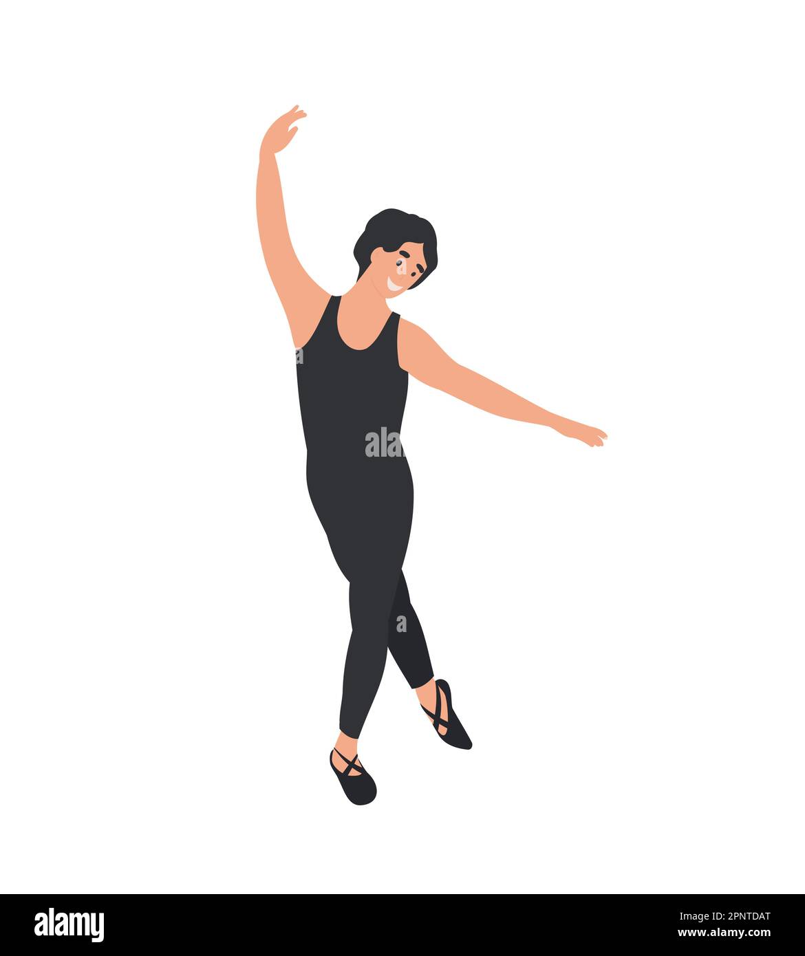 White Man, Ballet Dancer masculin isolé sur blanc Illustration de Vecteur