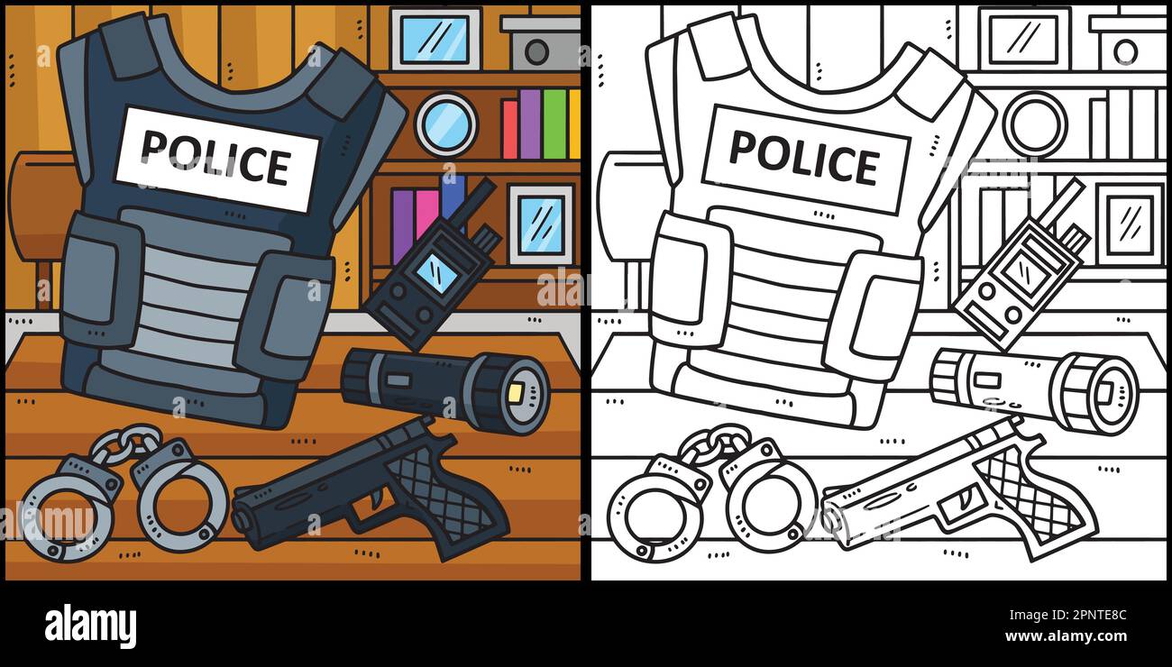 Illustration de la coloration de l'équipement des policiers Illustration de Vecteur