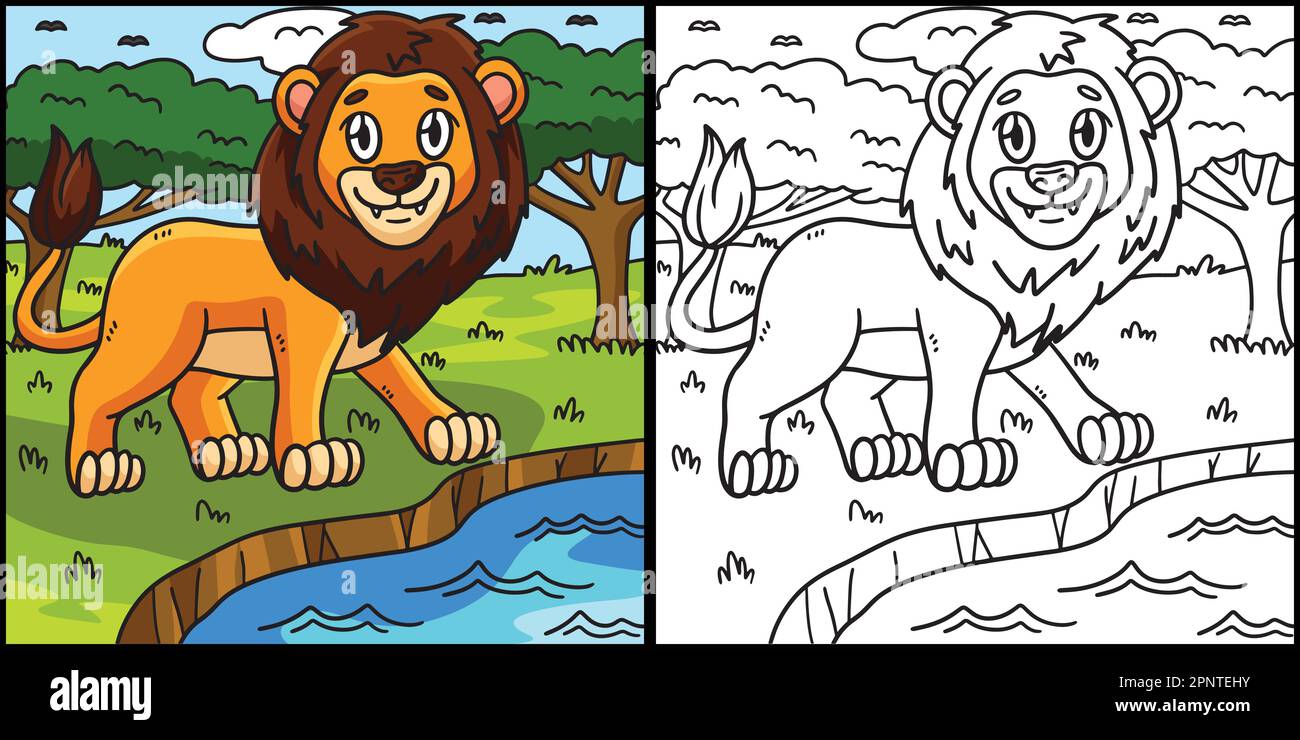 Illustration couleur de la page couleur du lion Illustration de Vecteur