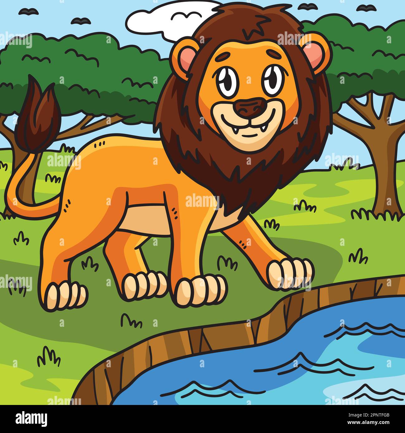 Illustration du dessin animé animal de couleur Lion Illustration de Vecteur