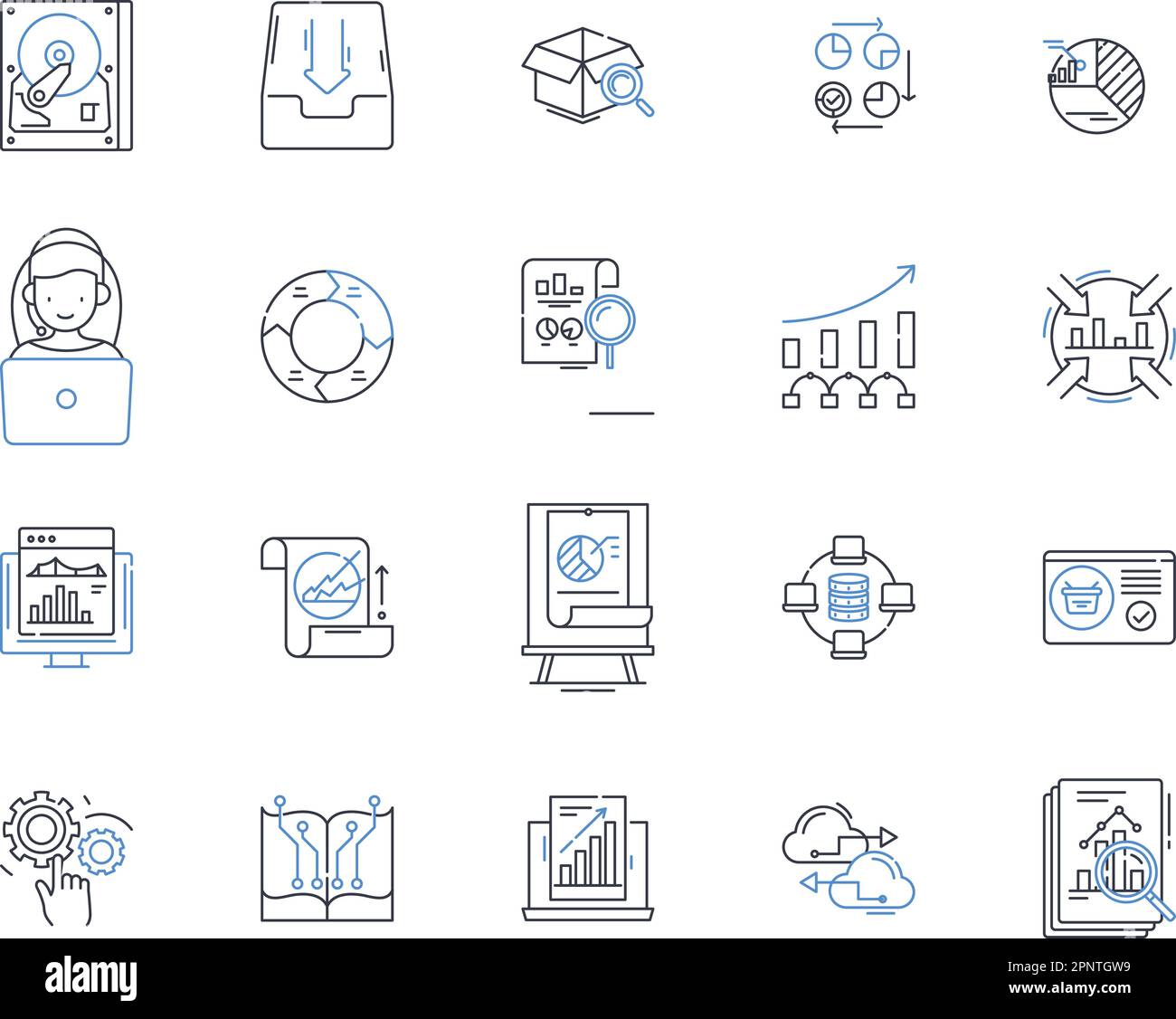 Collection d'icônes de mesure et de ligne d'engrenage. Jauge, pied à coulisse, rapporteur, micromètre, règle, Echelle, vecteur de boussole et illustration linéaire. Vernier Illustration de Vecteur