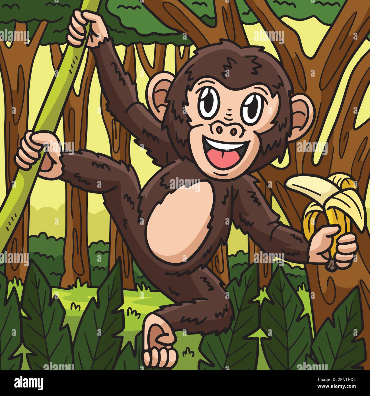 Illustration de dessin animé de couleur animal singe Illustration de Vecteur