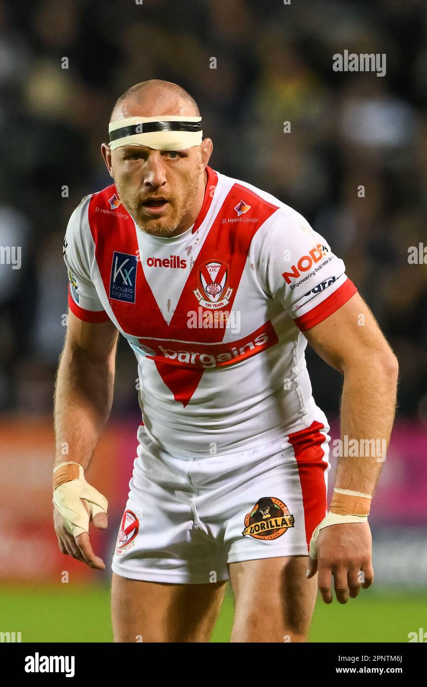 James Roby #9 de St Helens pendant le match de la Super League de Betfred St Helens vs Warrington Wolves au stade Totally Wicked, St Helens, Royaume-Uni, 20th avril 2023 (photo de Craig Thomas/News Images) Banque D'Images