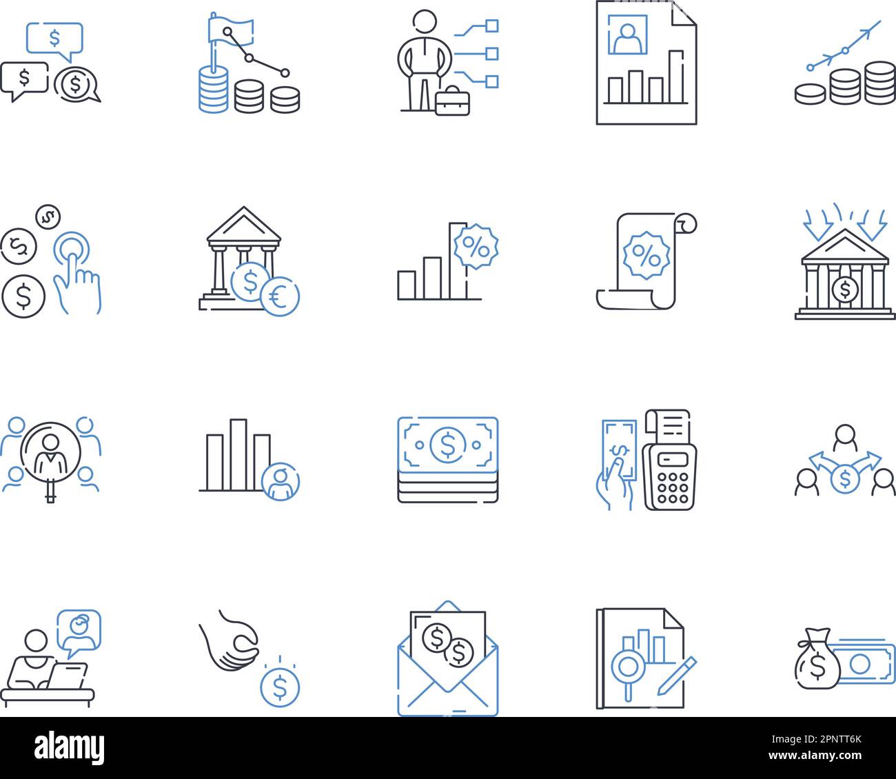 Collection d'icônes de ligne de secteur de négociation. Forex, actions, matières premières, crypto-monnaies, obligations, Futures, dérivés vecteur et illustration linéaire Illustration de Vecteur