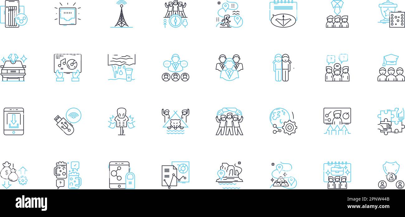Ensemble d'icônes linéaires de coalition de partenariat. Collaboration, Alliance, unité, synergie, Partenariat, Coalition, vecteur de ligne et signes de concept Illustration de Vecteur