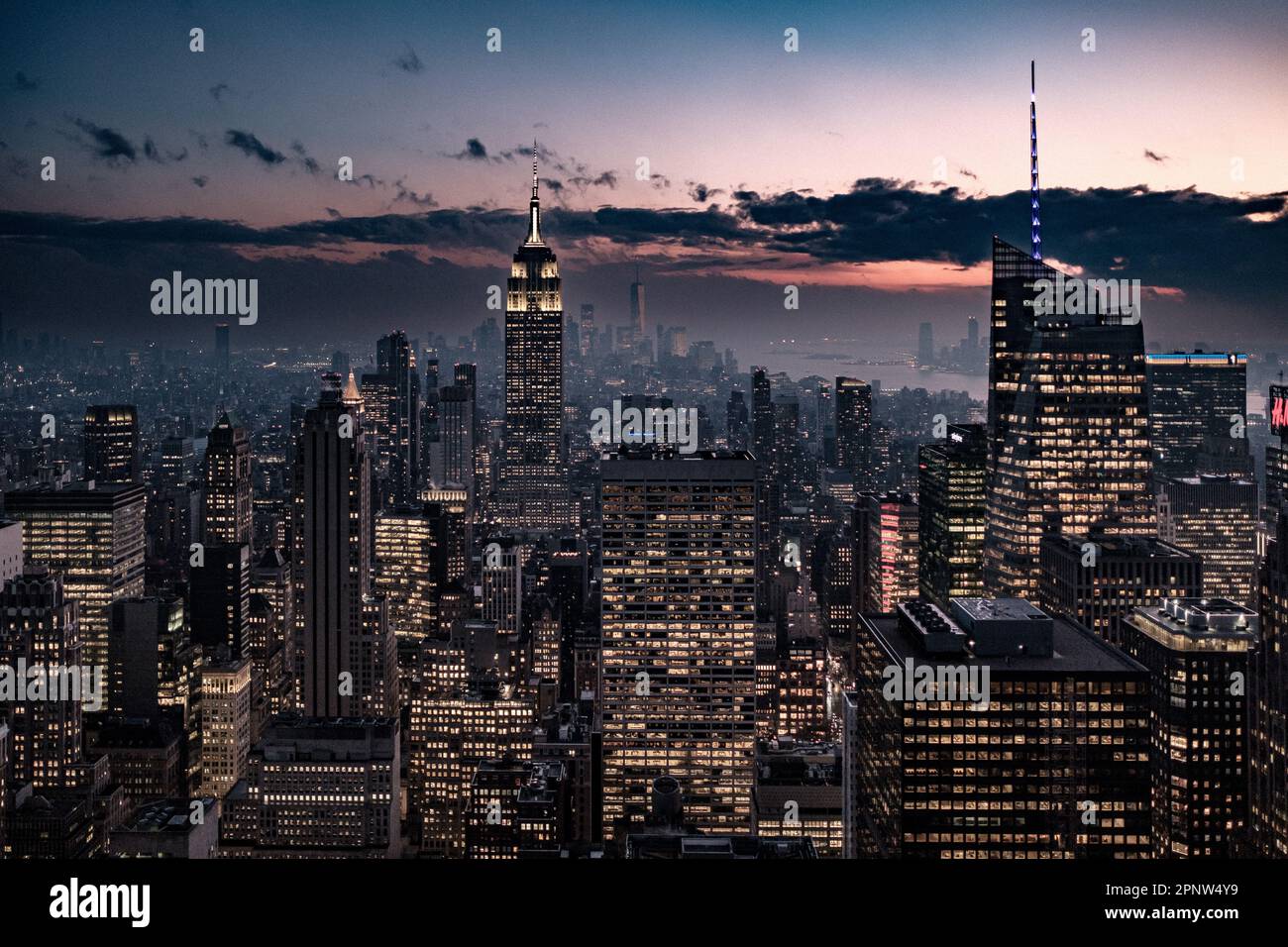 Coucher du soleil à New York City Banque D'Images
