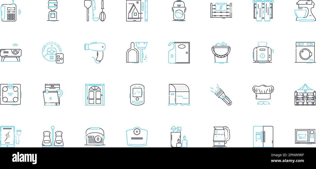 Jeu d'icônes linéaires électroniques. Circuit, condensateur, tension, résistance, Microchip, Soudure, vecteur de ligne transistor et panneaux de concept. Diode Illustration de Vecteur
