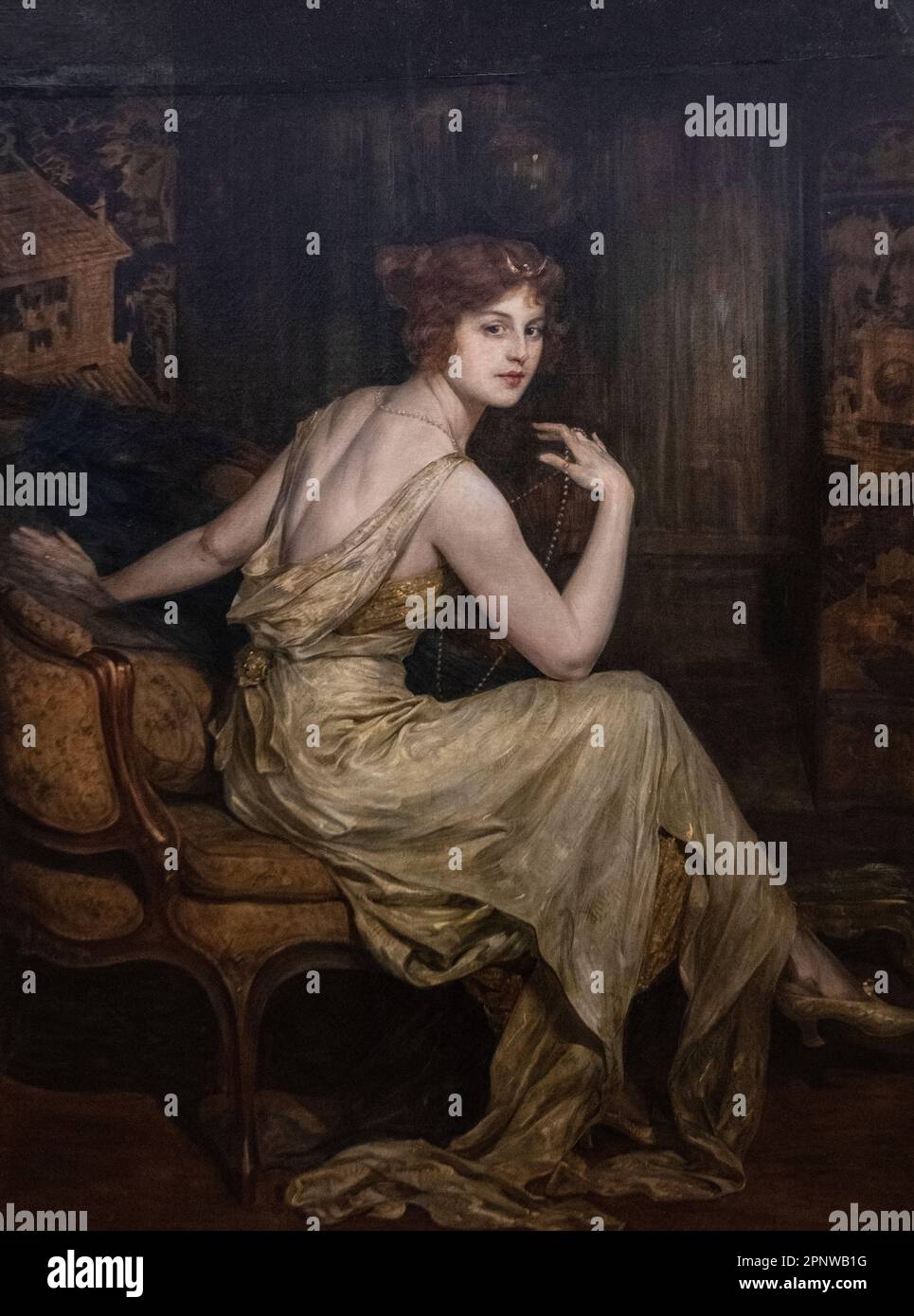 Pavle Paja Jovanovic: 'Portrait de l'artiste femme Mouny dans le salon' (afer 1919) Banque D'Images