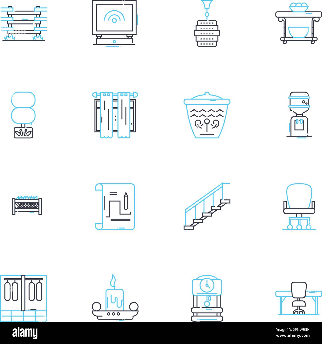 Icônes linéaires pour résidences. Maison, habitation, maison, appartement, appartement, Maison de ville, vecteur de ligne de villa et signes de concept. Mansion,Flat,Cottage Outline Illustration de Vecteur