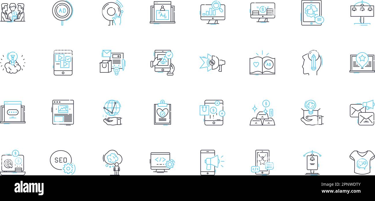 Jeu d'icônes linéaires de sensibilisation des consommateurs. Éducation, confiance, connaissances, autonomisation, responsabilité, Transparence, vecteur de ligne de sécurité et signes conceptuels Illustration de Vecteur