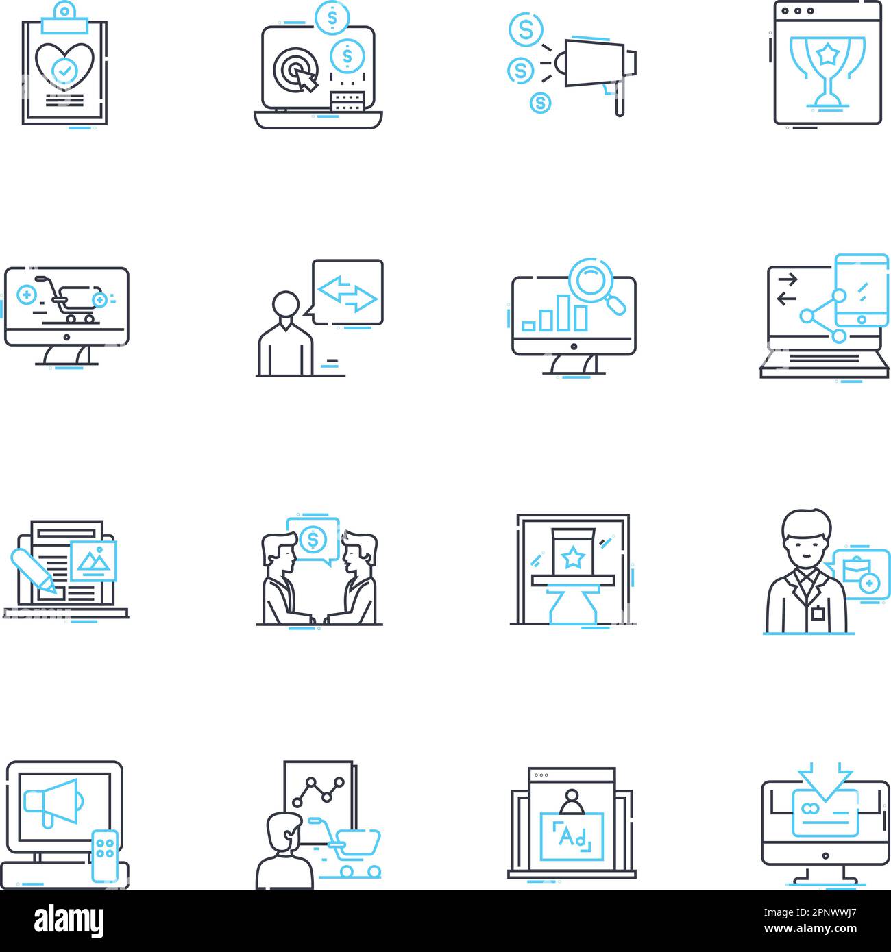 Jeu d'icônes linéaires de culture pop. Célébrité, musique, mode, film, télévision, Art, vecteur de ligne d'icône et signes de concept. Illustrations de tendance, Méme, contours viraux Illustration de Vecteur