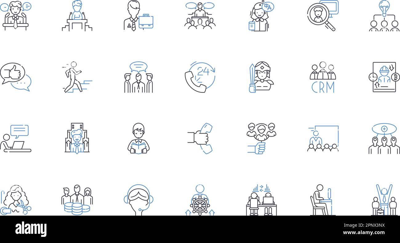 Collection d'icônes de ligne d'action d'emploi. Embauche, recrutement, entrevue, présélection, sélection, Intégration, vecteur de formation et illustration linéaire Illustration de Vecteur