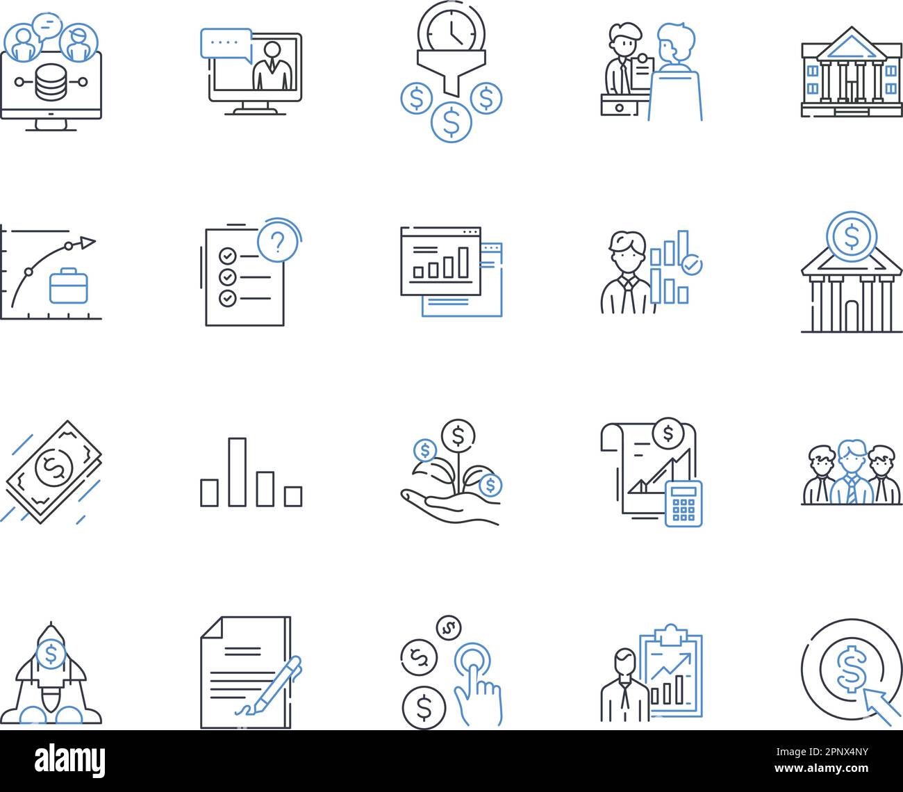 Collection d'icônes de ligne Sales Analytics. Indicateurs, tendances, prévisions, conversion, cibles, Pipeline, vecteur de l'entonnoir et illustration linéaire. KPI Illustration de Vecteur