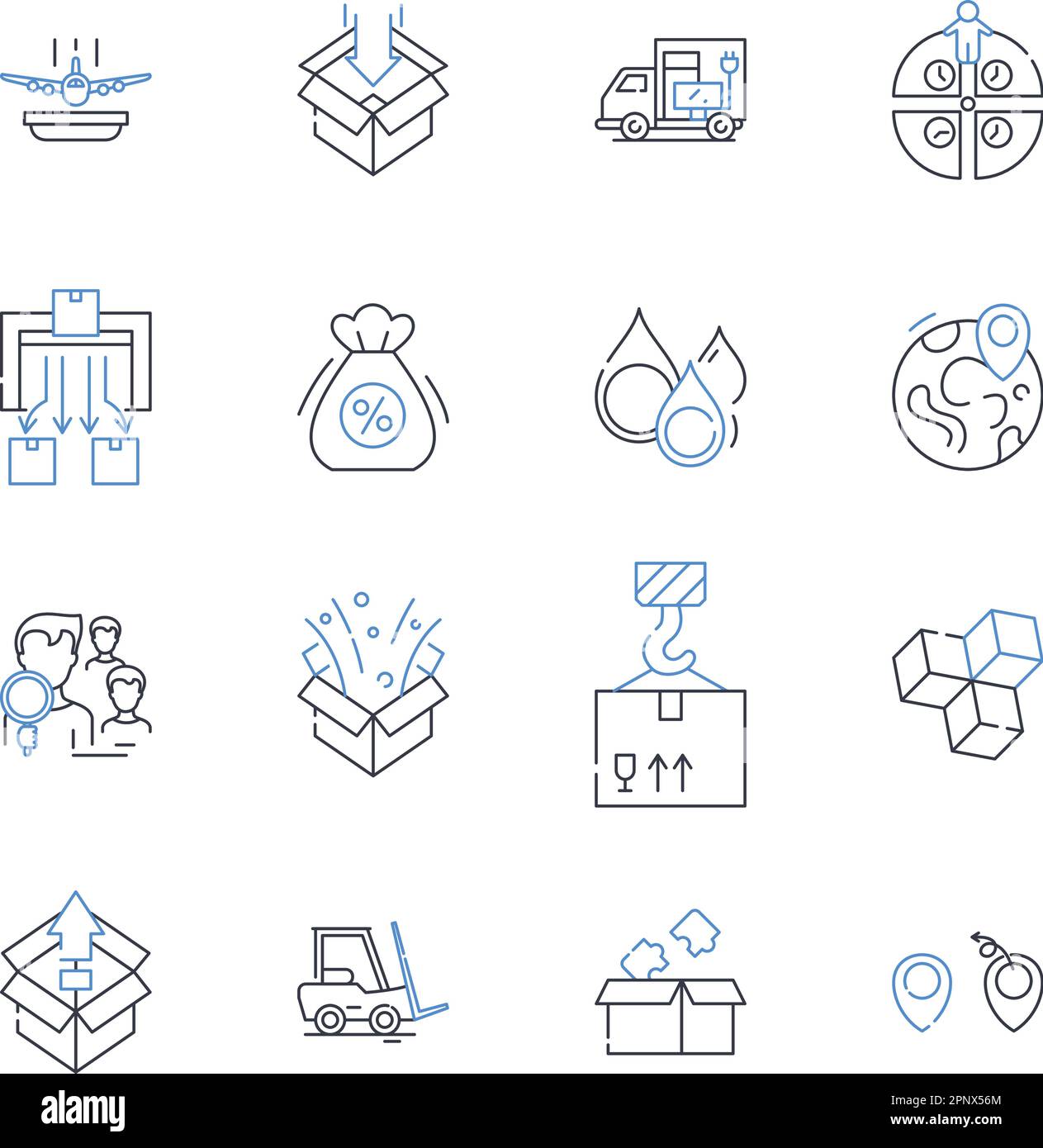 Collection d'icônes de ligne de transitaires. Expédition, Logistique, fret, importation, exportation, Transport, vecteurs et illustration linéaire. Biens Illustration de Vecteur