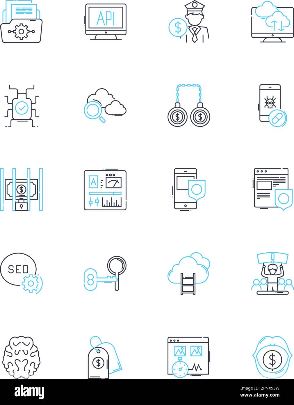 Ensemble d'icônes linéaires d'utilisation des ressources. Optimisation, efficacité, capacité, productivité, utilisation, Allocation, vecteur de ligne de chargement et signes de concept Illustration de Vecteur