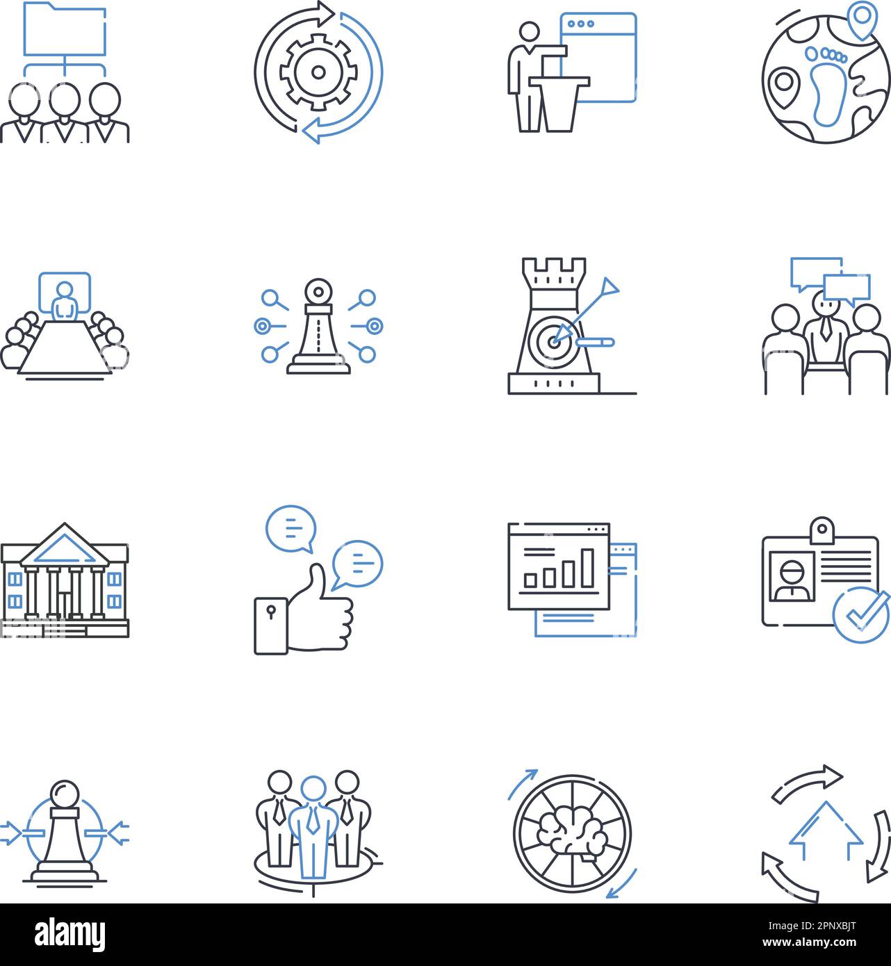 Collection d'icônes de ligne de personnel d'équipe. Collaboration, autonomisation, communication, délégation, responsabilisation, Cohésion, diversité vecteur et linéaire Illustration de Vecteur