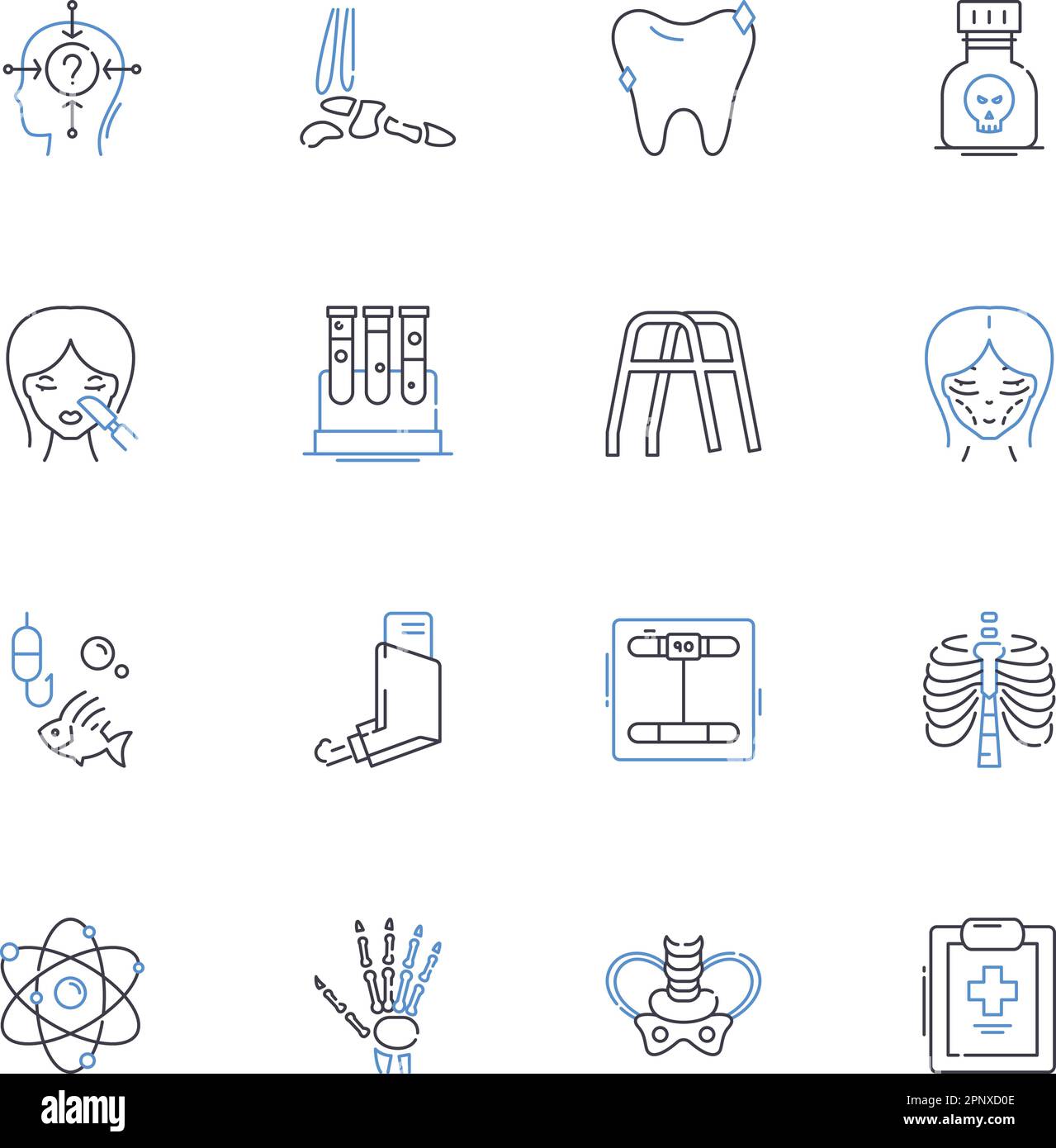 Collection d'icônes de la ligne de médecine personnalisée. Génétique, précision, thérapie, diagnostic, traitement, Biomarqueurs, vecteur pharmacogénomique et linéaire Illustration de Vecteur