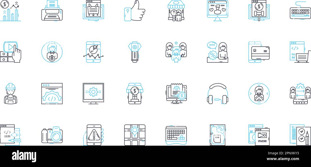Ensemble d'icônes linéaires de gestion des e-mails. Boîte de réception, non lu, Archive, priorité, filtres, Se désabonner, vecteur de ligne de réponse et signes de concept. Transférer,Brouillons,Spam Illustration de Vecteur