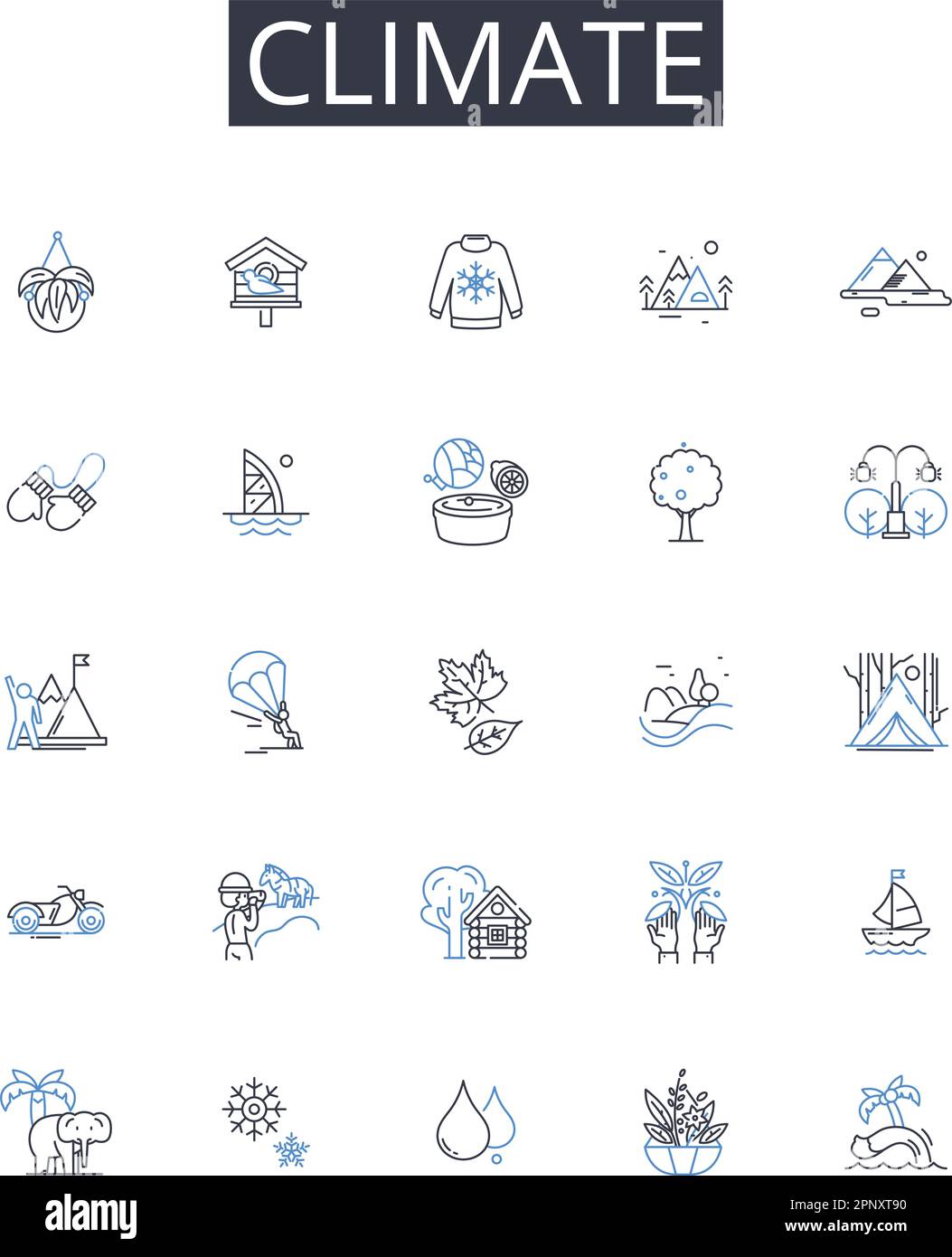 Collection Climate Line Icons. Environnement, atmosphère, temps, température, écologie, Biosphère, vecteur d'écosystème et illustration linéaire Illustration de Vecteur