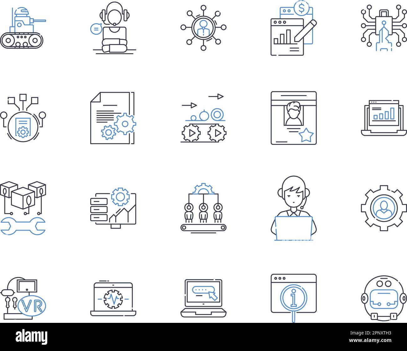 Collection d'icônes de ligne d'informatique mobile. Smartph, tablette, ordinateur portable, sans fil, Cloud, App, vecteur G et illustration linéaire. Jeux, GPS, contour portable Illustration de Vecteur