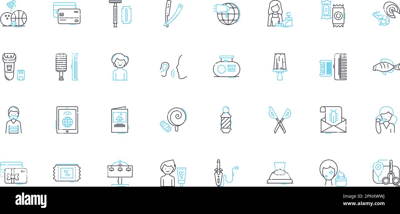 Ensemble d'icônes linéaires de commerce numérique. E-commerce, achats en ligne, cybersécurité, paiements numériques, Logistique, Personnalisation, vecteur de ligne de blockchain Illustration de Vecteur