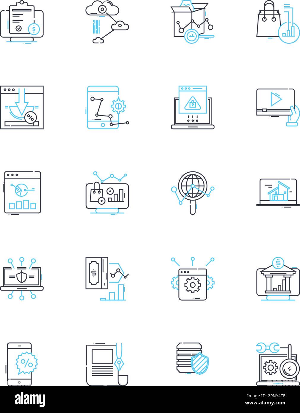 Ensemble d'icônes linéaires de médias sociaux. Nerking, connexion, interaction, communauté, communication, Engagement, partage de vecteur de ligne et de signes conceptuels. Viralité Illustration de Vecteur