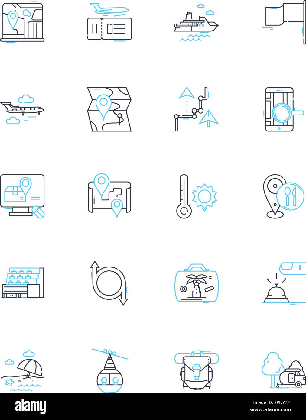 Jeu d'icônes linéaires de signaux sociaux. Partage, J'aime, Commentaires, retweets, engagements, Impressions, légendes vecteur de ligne et signes de concept. Suiveurs Illustration de Vecteur