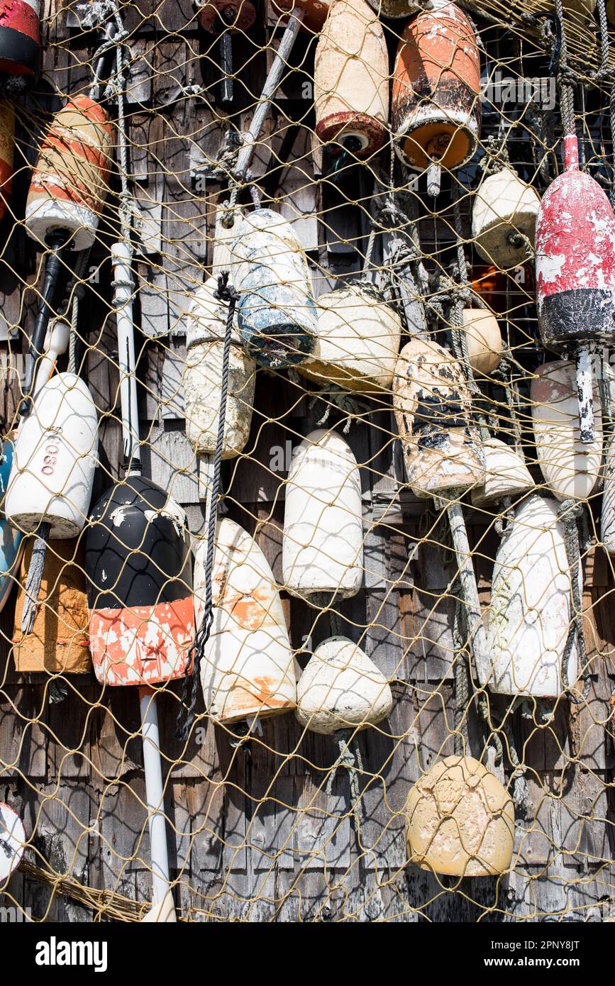 A Fisherman's Lobster and Buoy Shack dans le sud du Maine Banque D'Images