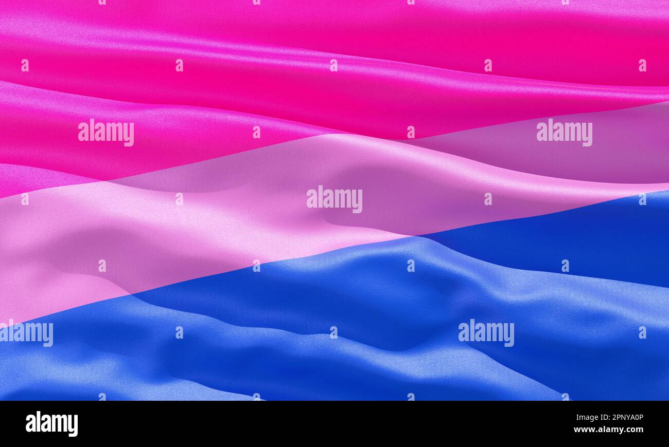 Drapeau bisexuel closeup voir le fond pour le mois de la fierté LGBTQIA+, la liberté sexuelle, la célébration de la diversité d'amour et la lutte pour les droits de l'homme en 3D malade Banque D'Images
