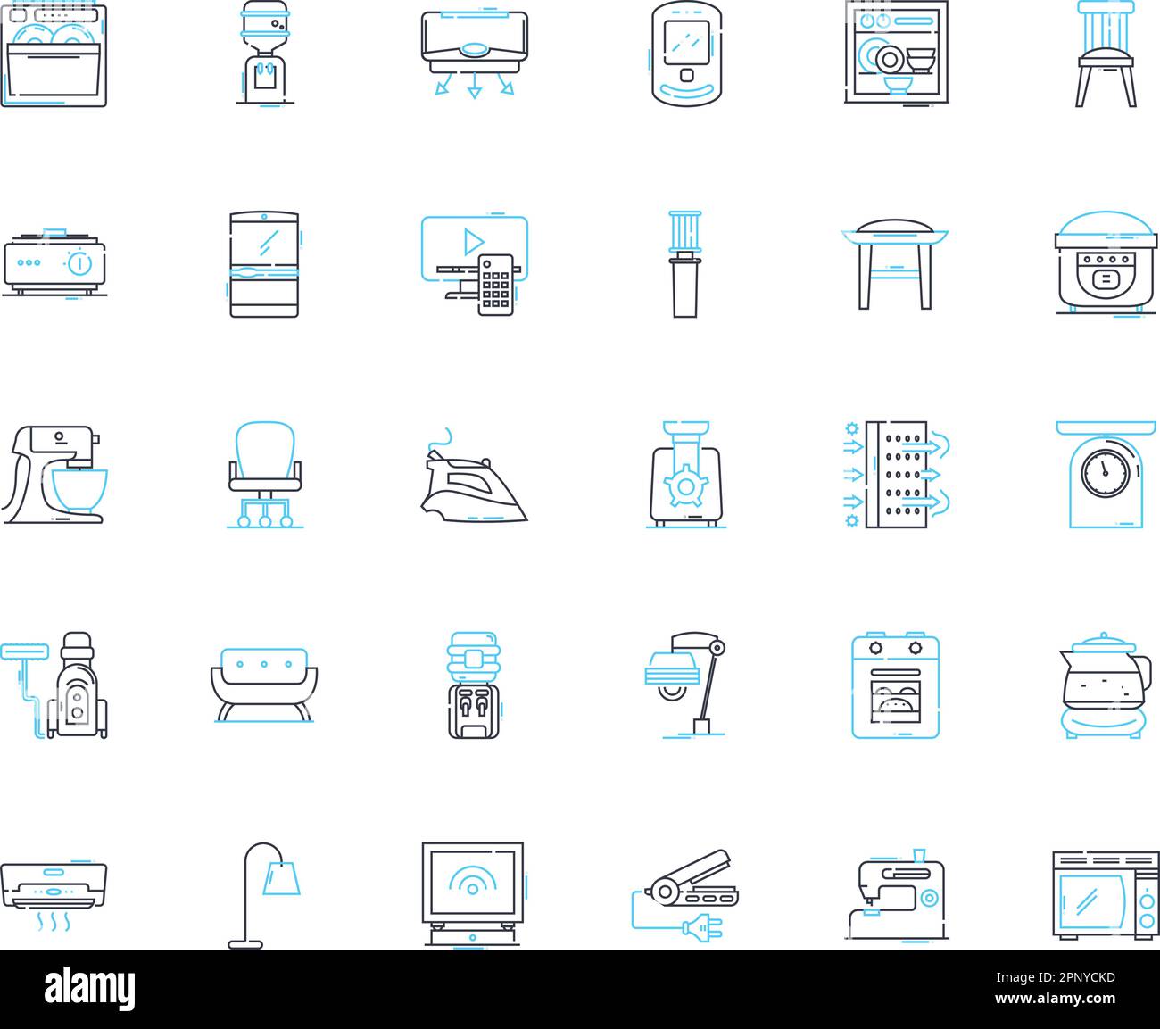 Jeu d'icônes linéaires du four. Cuisson, broil, torréfaction, convection, Minuterie, Panneaux de préchauffage, vecteur de ligne d'auto-nettoyage et de concept. Brûleur, chauffage, contour de porte Illustration de Vecteur