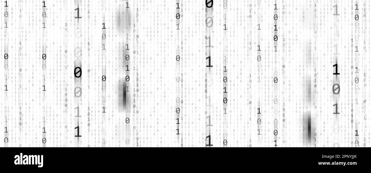 Arrière-plans de code binaire, une séquence de zéro et un numéro noir sur fond blanc. Numéros de la matrice du calculateur. Le concept de codage et de cybe Banque D'Images