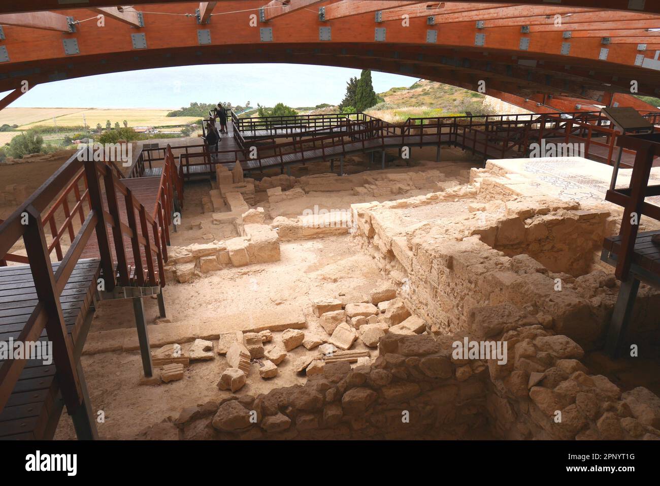 Site d'excavation Eustache Villa, zone archéologique de Kourion, Episkopi, district de Limassol, République de Chypre Banque D'Images