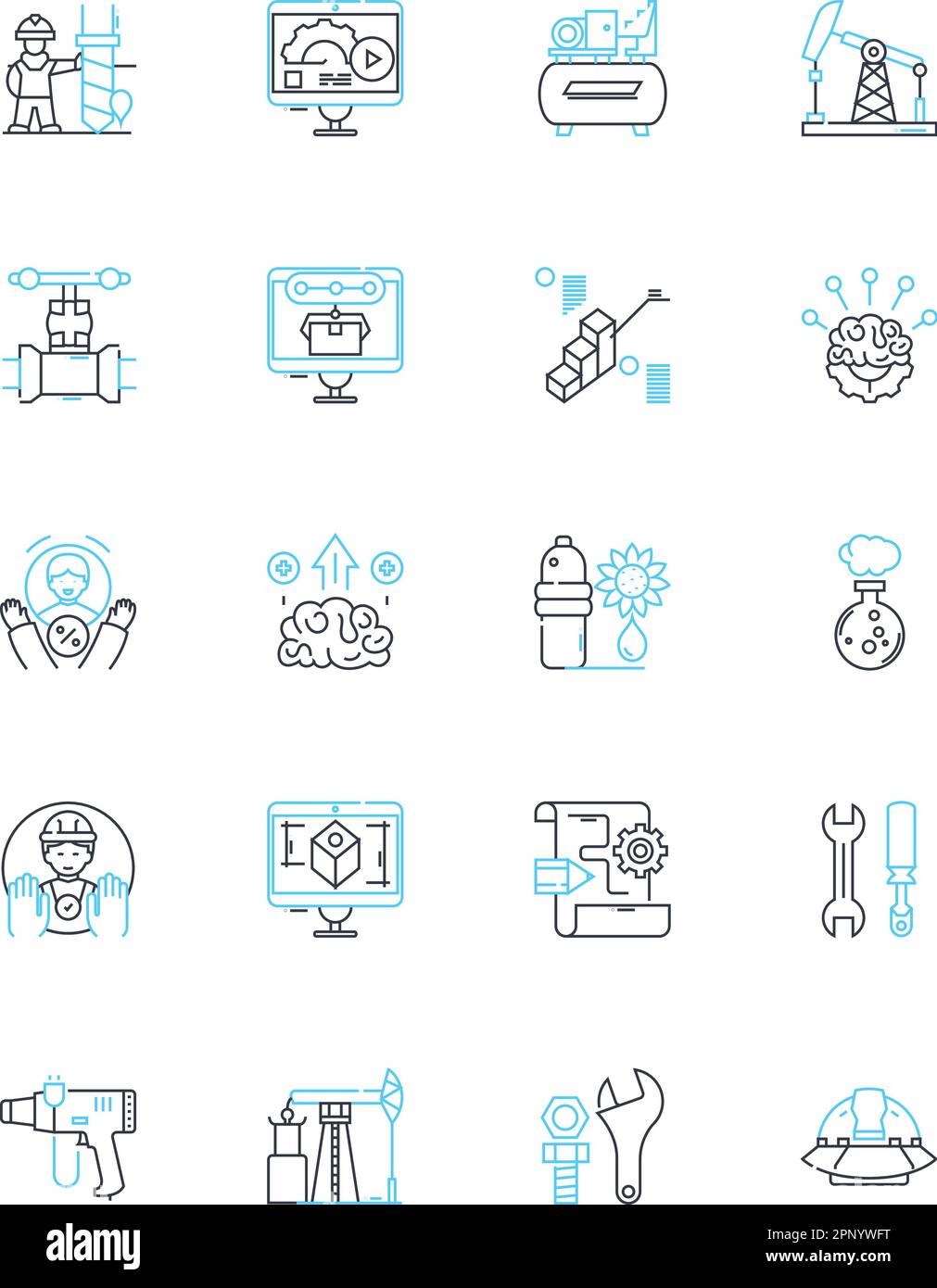 Ensemble d'icônes linéaires d'analyse des données. Exploration, modélisation, visualisation, collecte, interprétation, Insight, vecteur de ligne de clustering et signes de concept Illustration de Vecteur