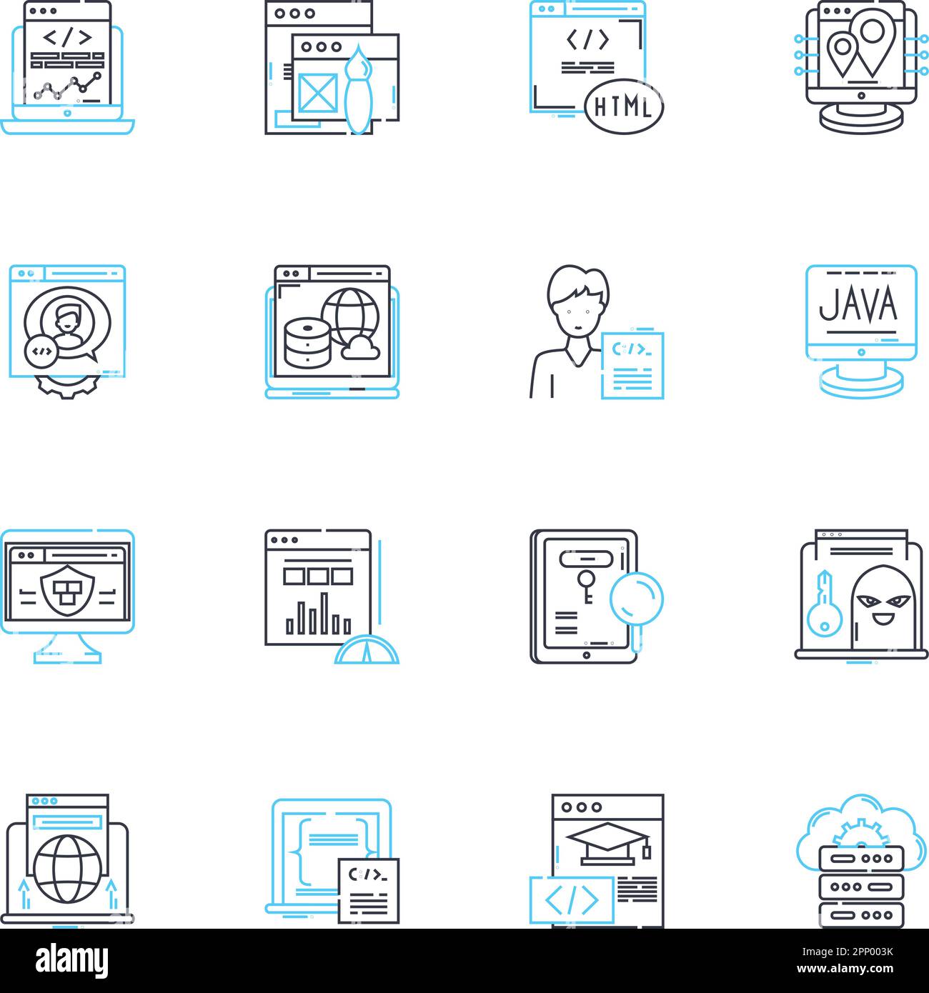 Jeu d'icônes linéaires de prototypage rapide. Innovation, efficacité, vitesse, adaptation, agilité, Flexibilité, vecteur de ligne d'itération et signes de concept Illustration de Vecteur