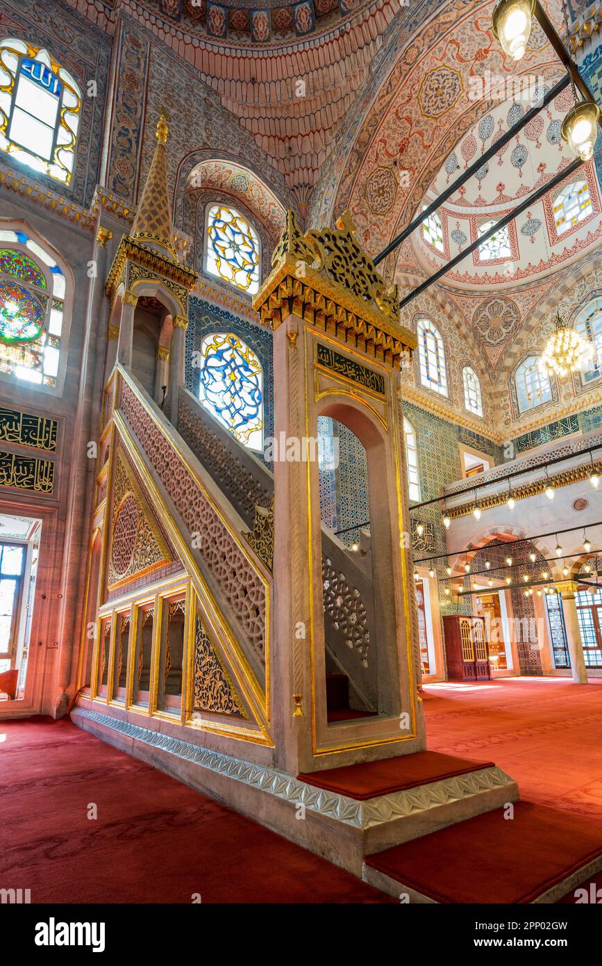 Mihrab, Nouvelle Mosquée (Yeni Camii), Istanbul, Turquie Banque D'Images
