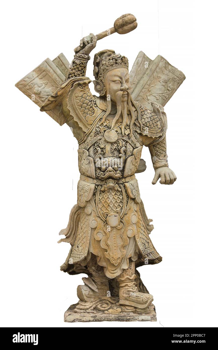Des dieux chinois sculptés dans des pierres de style chinois dans des temples thaïlandais Banque D'Images
