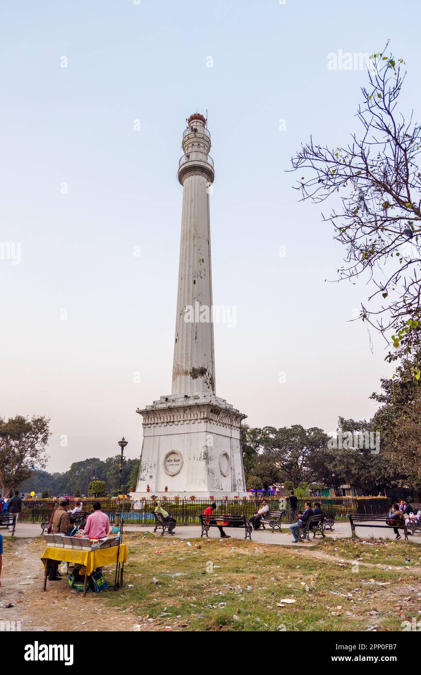 Shaheed Minar (Monument des Martyrs, ancien monument d'Ochterlony) construit en 1828 à la mémoire de Sir David Ochterlon, Kolkata (Calcutta), Bengale occidental, Inde Banque D'Images