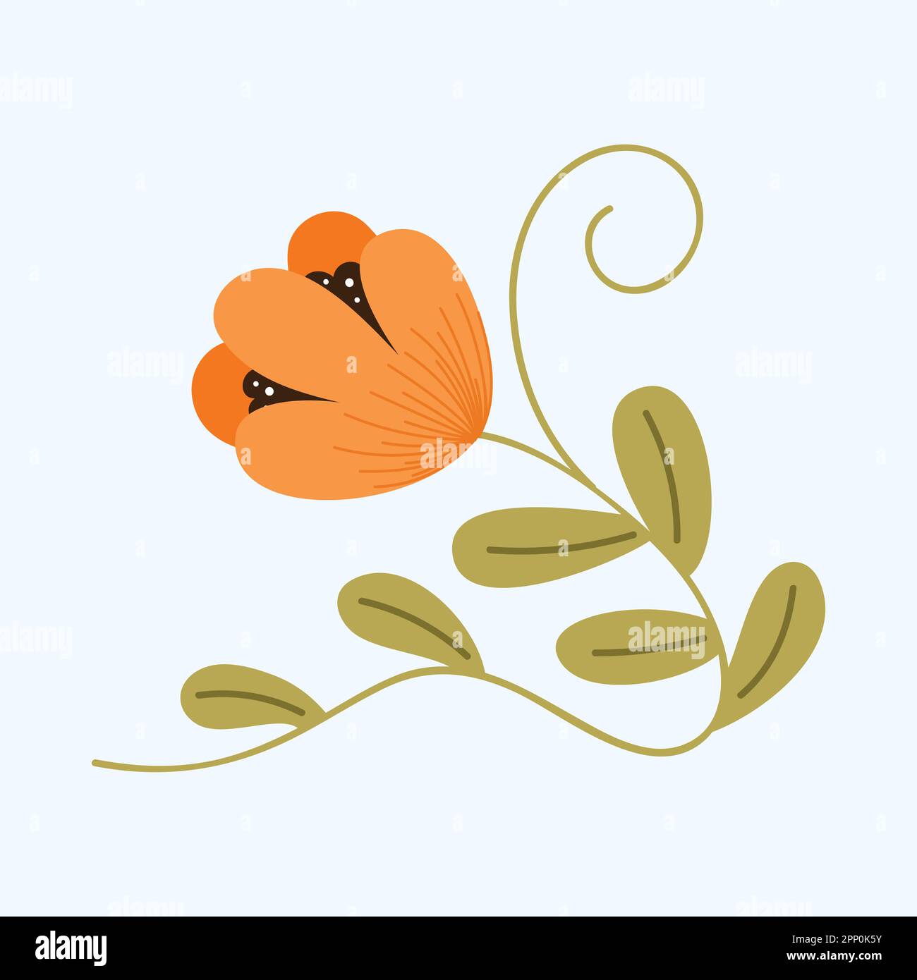 Vines à fleurs orange sur fond blanc Illustration de Vecteur