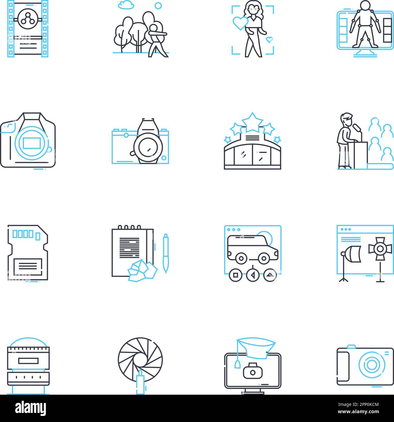 Ensemble d'icônes linéaires de photographie d'entreprise. Entreprise, entrepreneurs, commercial, Marketing, Professionnel, Finance, vecteur de ligne de direction et panneaux de concept Illustration de Vecteur
