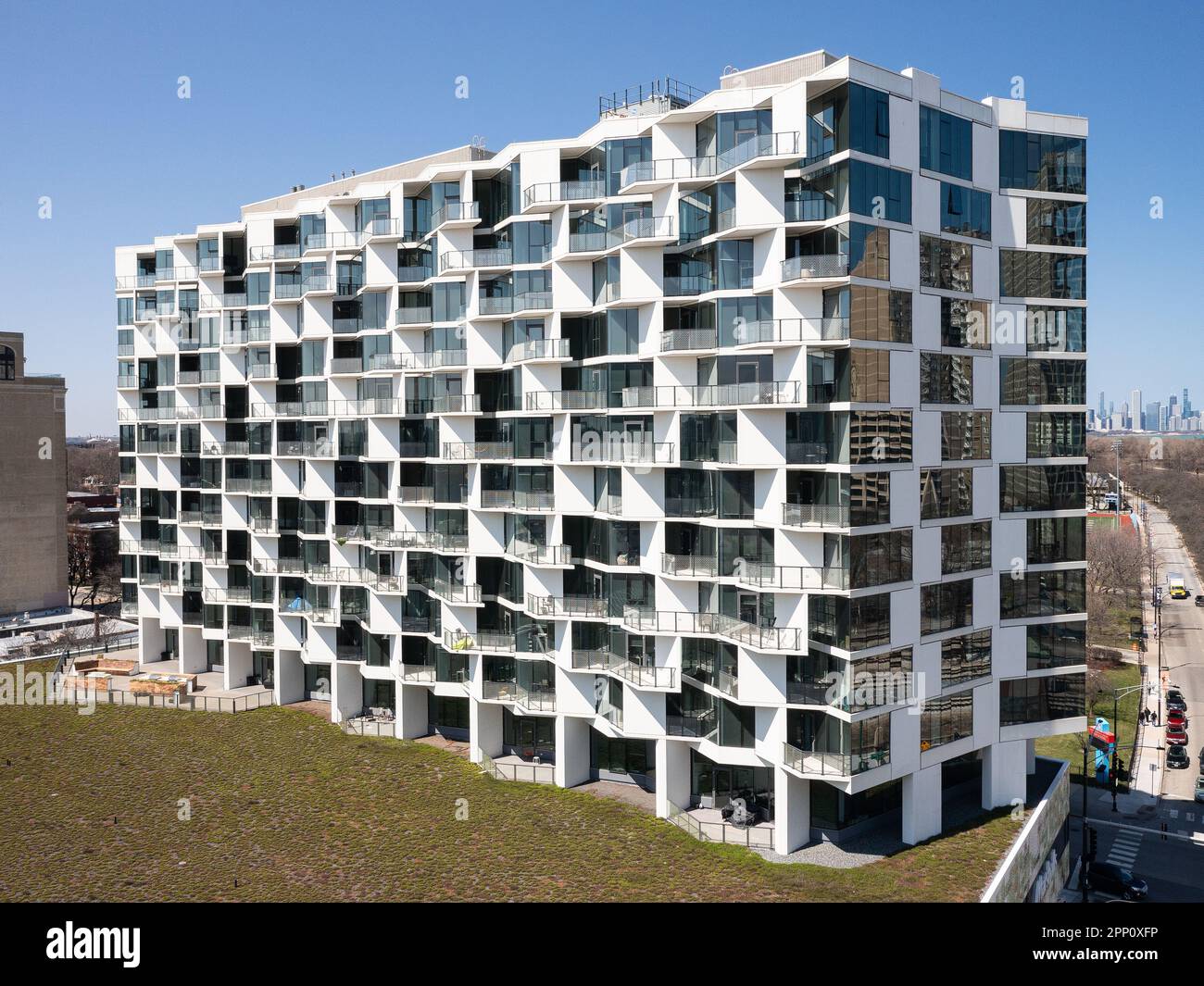 City Hyde Park Apartments conçu par Studio Gang Banque D'Images