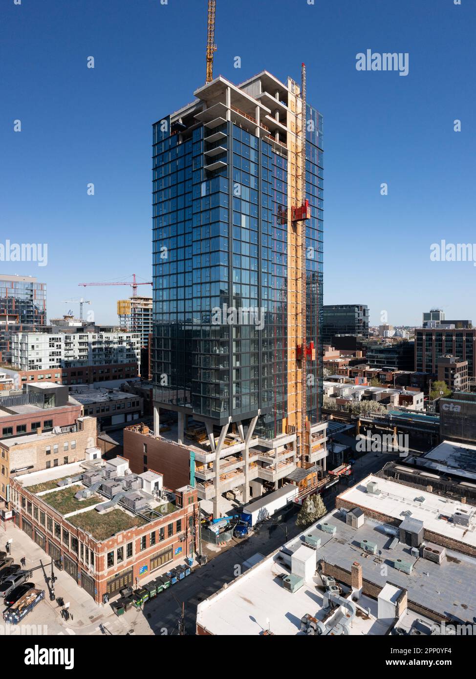 160 N Morgan pendant la construction Banque D'Images