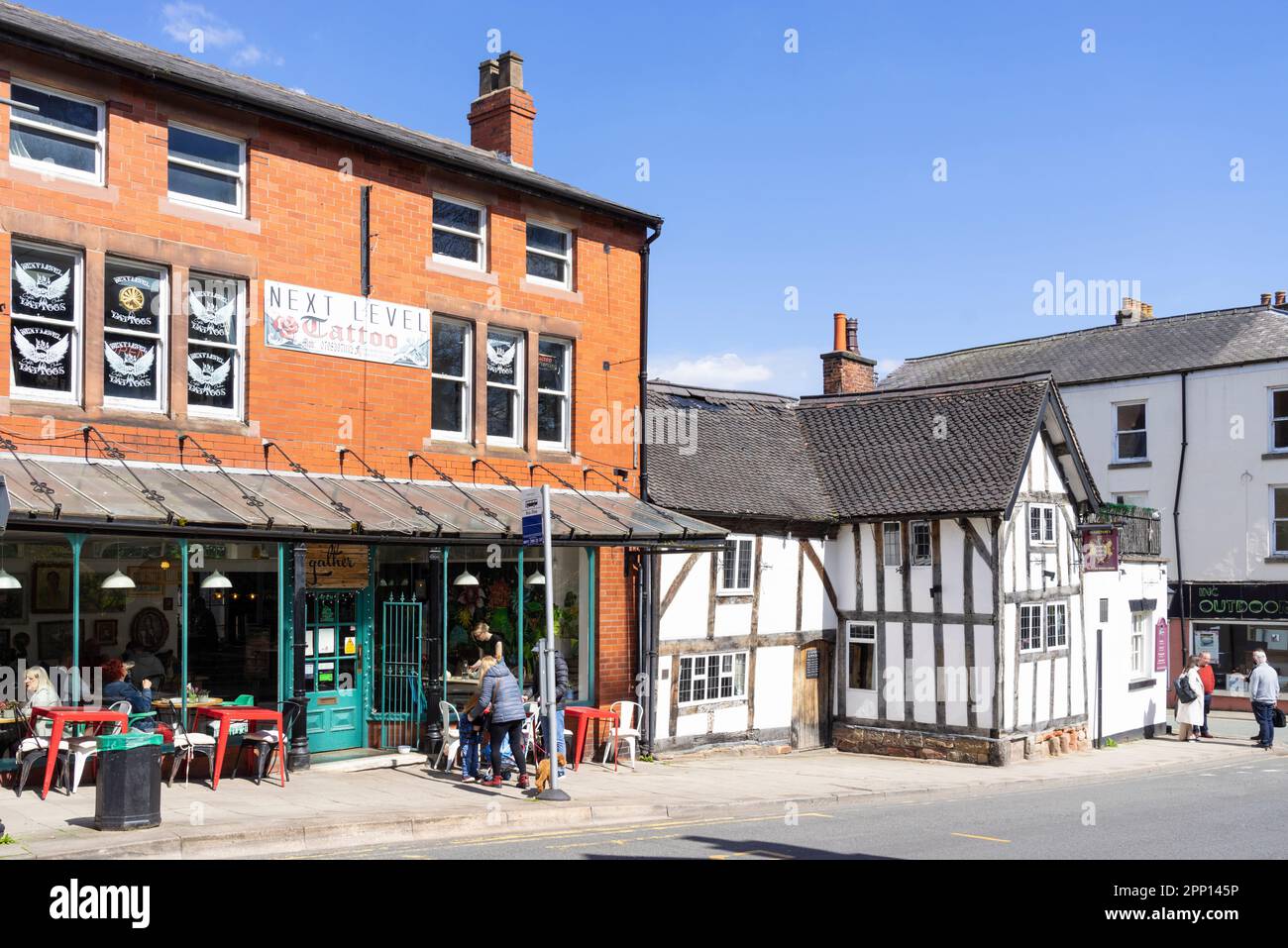 Congleton High Street rassemblement de Cheshire café Congleton centre-ville Congleton Cheshire East England UK GB Europe Banque D'Images